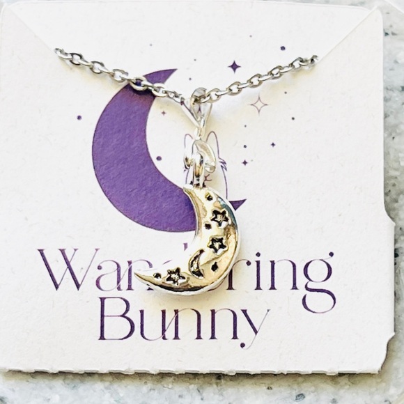 Crescent Moon Necklace - Handmade by Wandering Bunny LLC - Picture 3 of 10